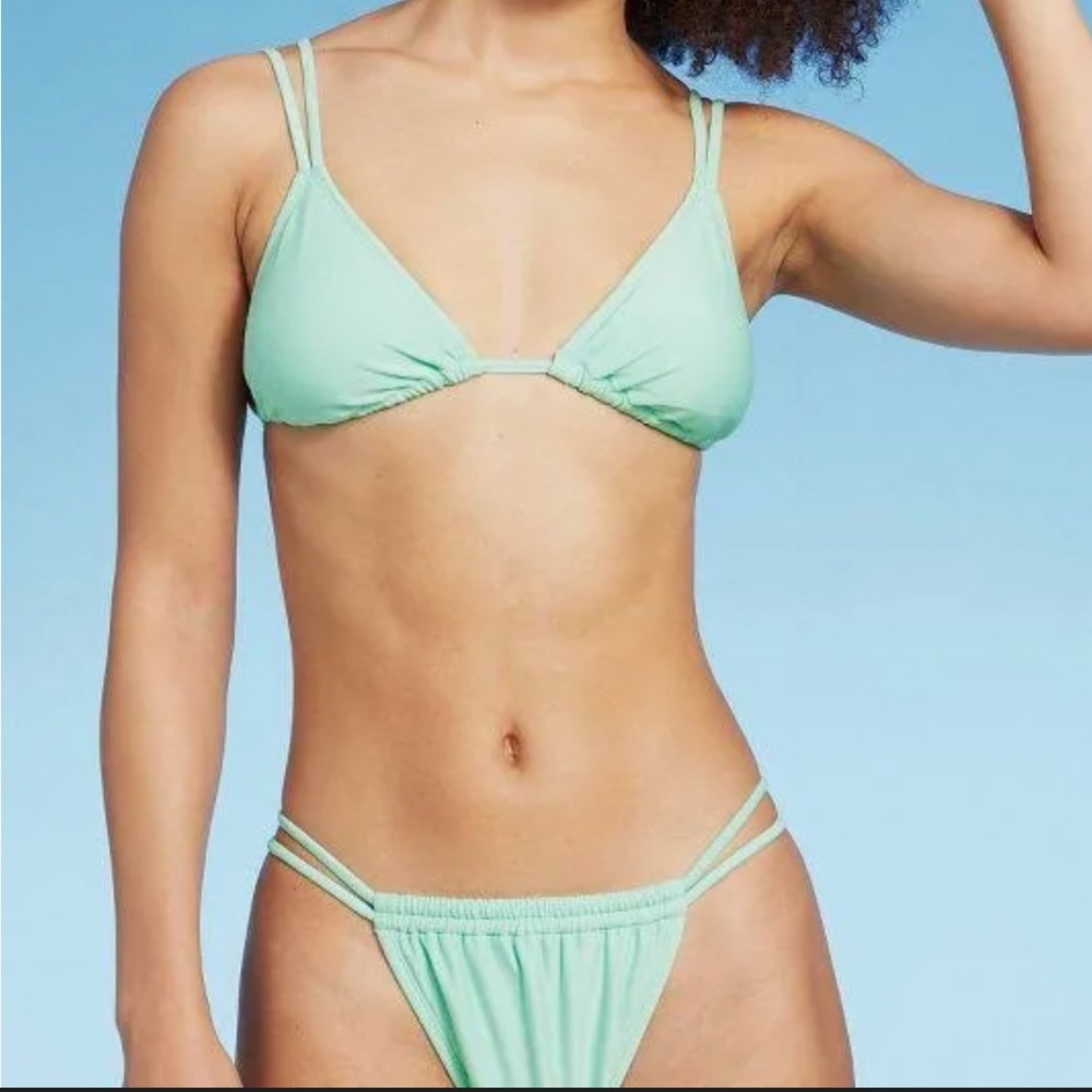 Wild Fable Double Strap Bikini Set Mint Seafoam Green
